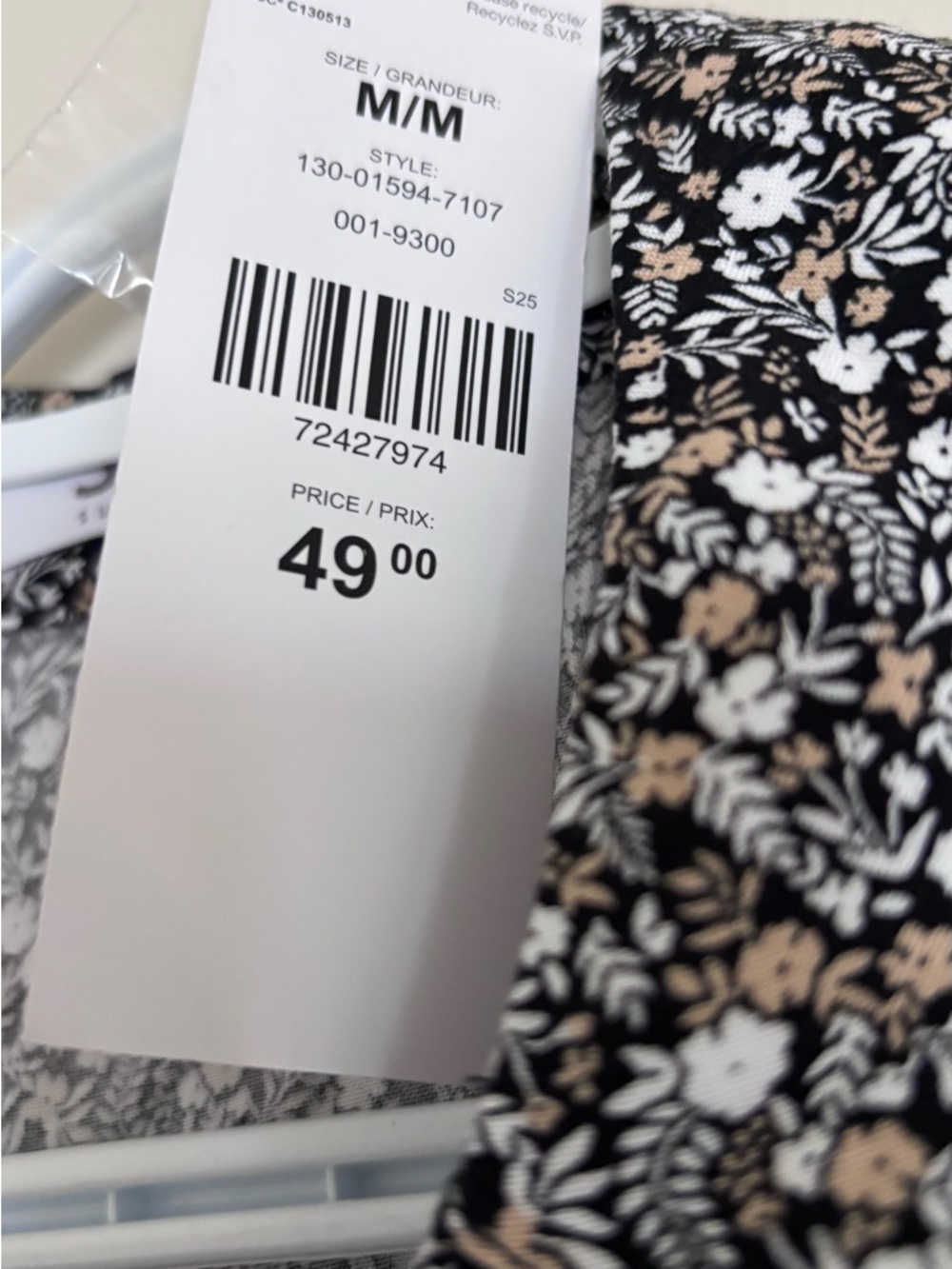 NWT - Suzy Shier Sleeveless Black Floral Button-Front Dress with Tie Waist - Picture 3 of 3